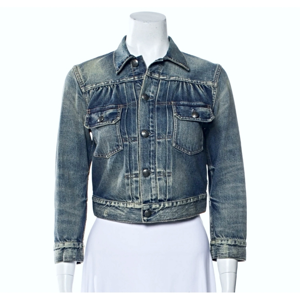 ☆NWT☆RALPH LAUREN PURPLE LABEL DISTRESSED DENIM JACKET- WOMEN'S SIZE LARGE - Picture 3 of 13
